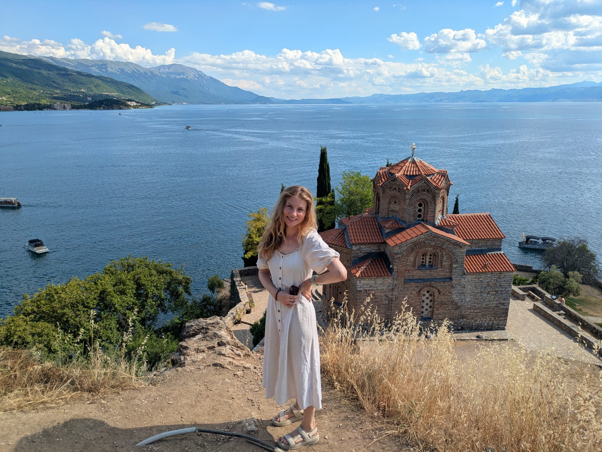 Camilla Bell-Davies at Lake Ohrid, Macedonia