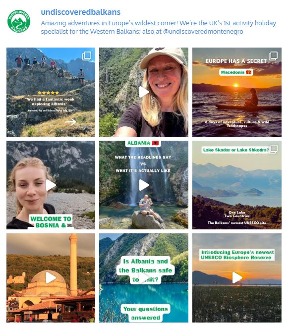 A preview of the Undiscovered Balkans Instagram grid